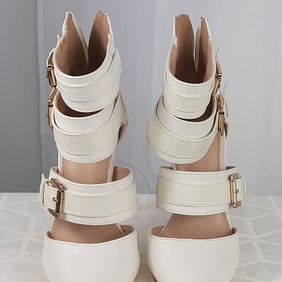 LILIANA, 7.5, white, 3-buckle ankle stilettos - Picture 5 of 6